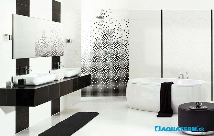 Čierna mozaika / Geometrické vzory - Kúpeľňové štýly a dizajn 2016 - Aquaterm.sk