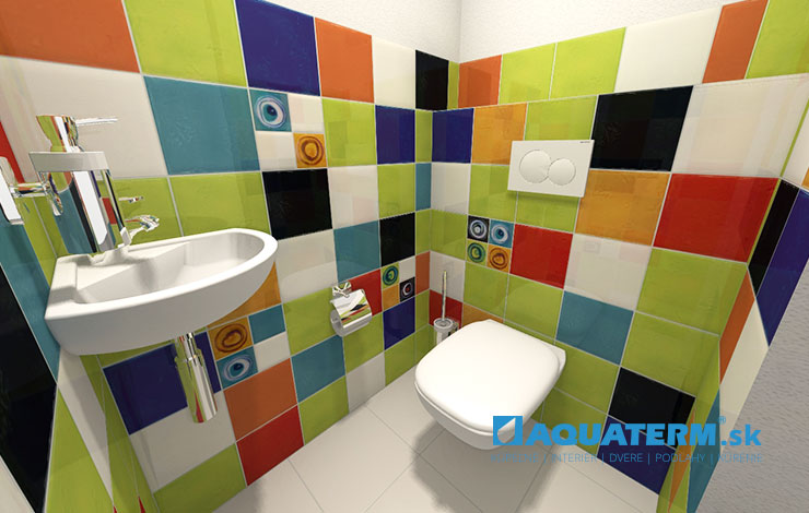 Farebný hosťovský záchod - kúpeľne v jarných farbách - Aquaterm.sk