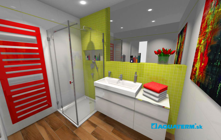 Séria iCon - 3D návrh kúpeľne na mieru - malá, hravá farebná - Aquaterm.sk
