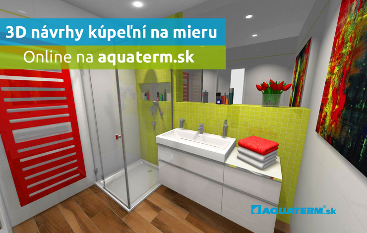 3D návrh kúpeľne na mieru - malá, hravá farebná - Aquaterm.sk