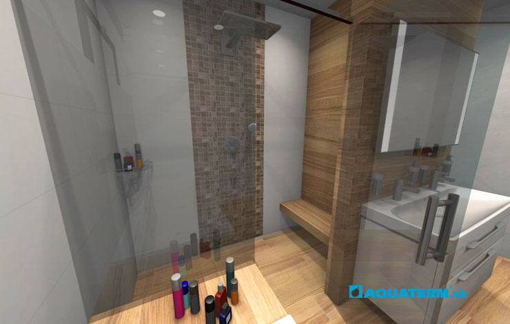 Priestranný sprchový kút - 3D návrh kúpeľne na mieru - Aquaterm.sk