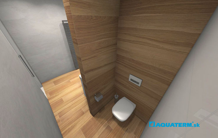 Závesné wc oddelené stenou - 3D návrh kúpeľne na mieru - Aquaterm.sk