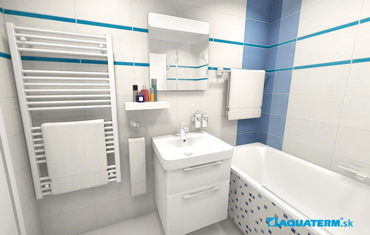 3D návrh na mieru - modro-biela kúpeľňa