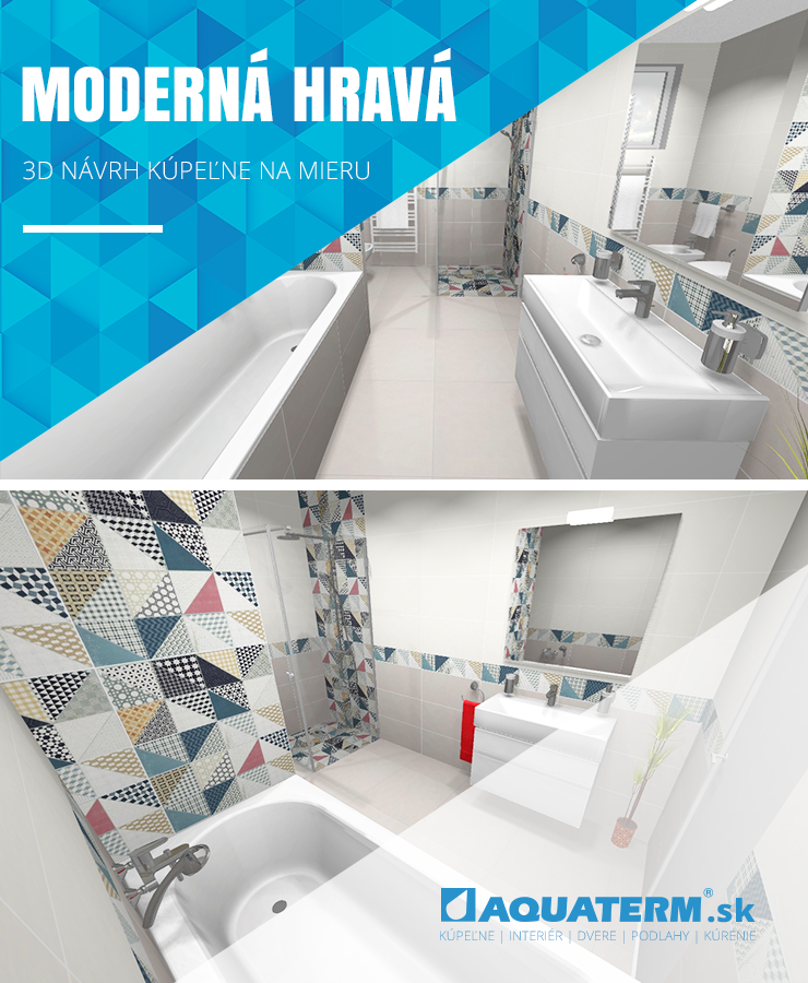 3D návrh modernej kúpeľne so skvelým priestorovým riešením