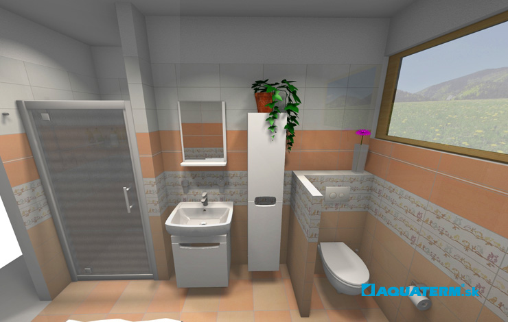 3D vizualizácia sviežej pastelovej kúpeľne