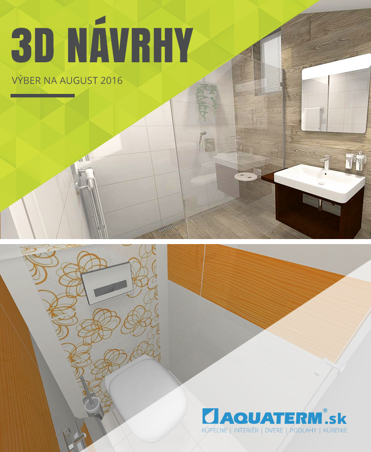 3D návrhy kúpeľní - výber na august 2016