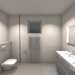 Flexibilná štýlová klasická biela kúpeľňa - 3D vizualizácia