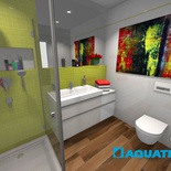 3D návrh kúpeľne na mieru - malá, hravá farebná - Aquaterm.sk
