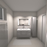 Flexibilná štýlová klasická biela kúpeľňa - 3D vizualizácia