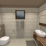 Elegantná luxusná kúpeľňa - hnedá - 3D vizualizácia